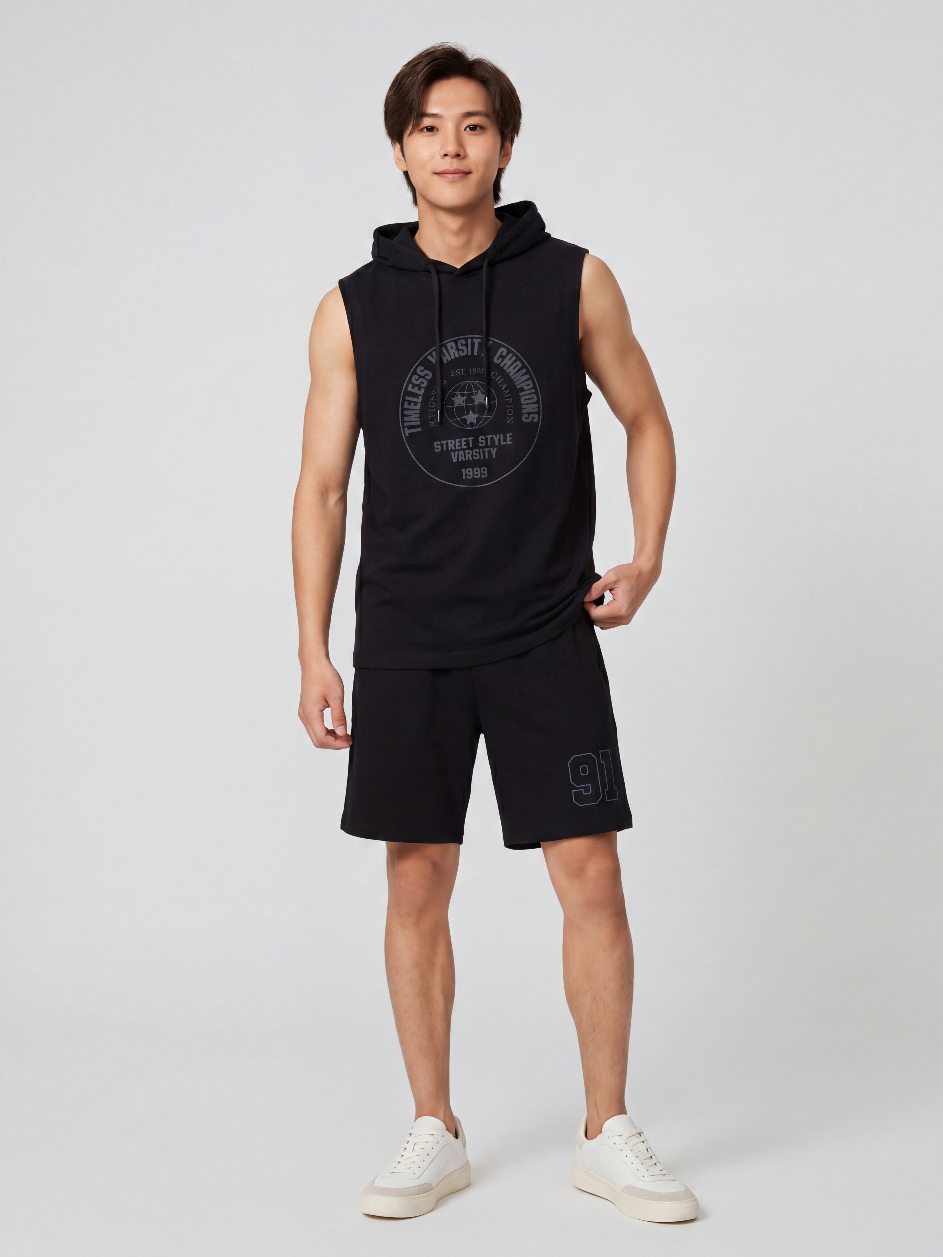 Black Relaxed Fit Hooded T-Shirt for Men - Image 6