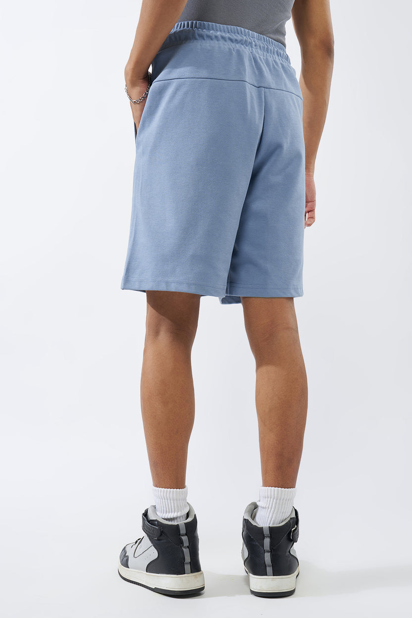 Blue Printed Regular Fit Shorts - Image 5