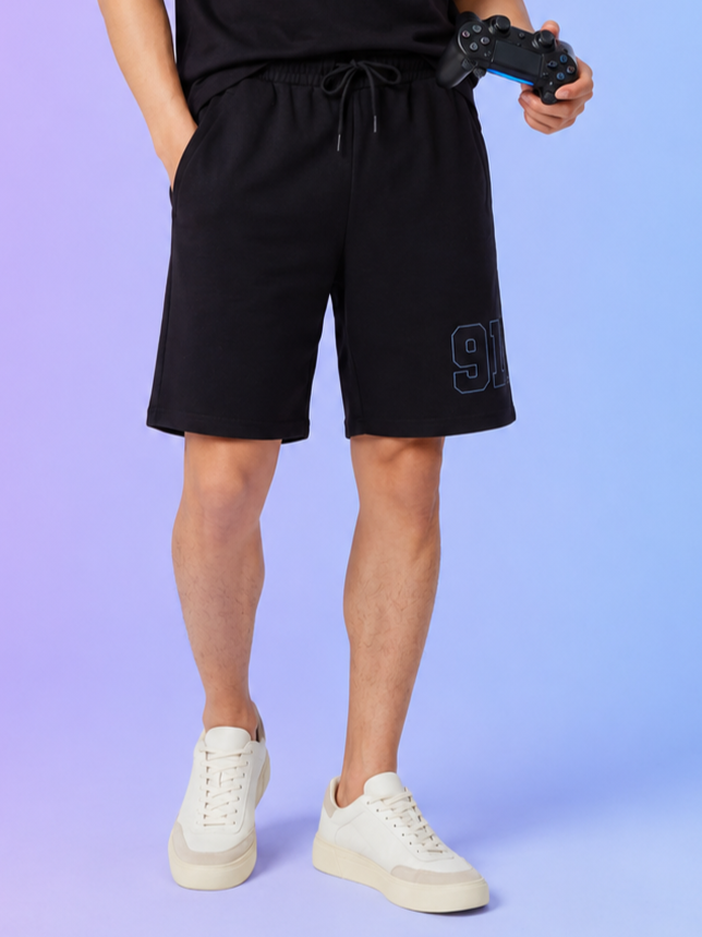 Black Regular Fit Shorts For Men - Image 1