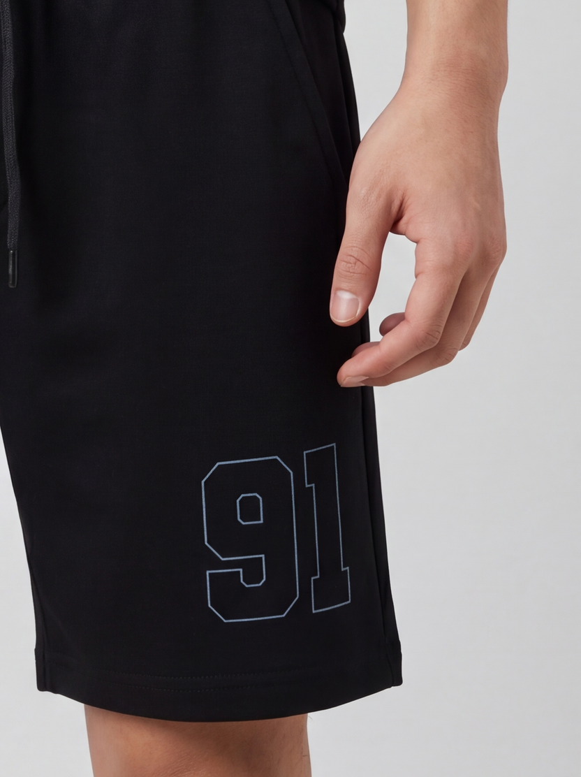 Black Regular Fit Shorts For Men - Image 3