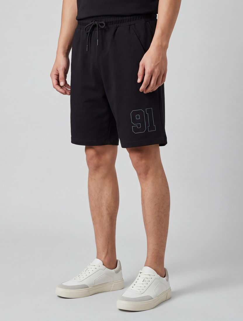 Black Regular Fit Shorts For Men - Image 4