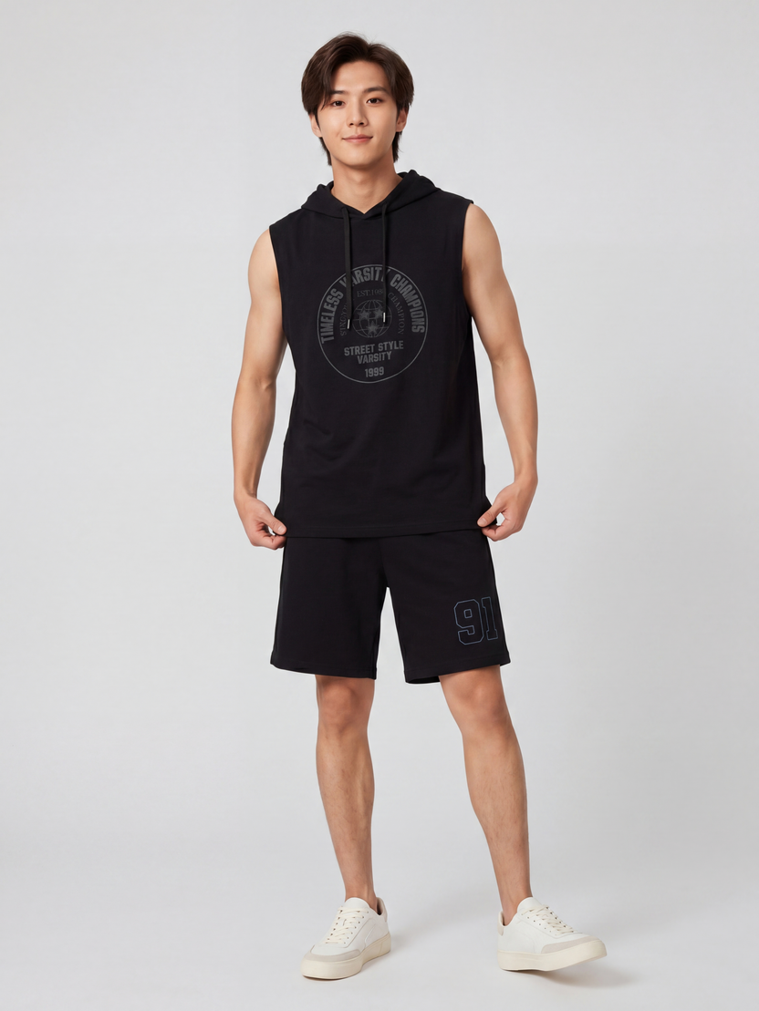 Black Regular Fit Shorts For Men - Image 6
