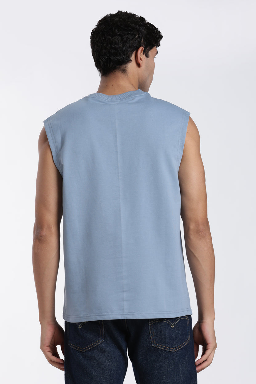 Blue Embossed Regular Fit T-Shirt For Men - Image 5
