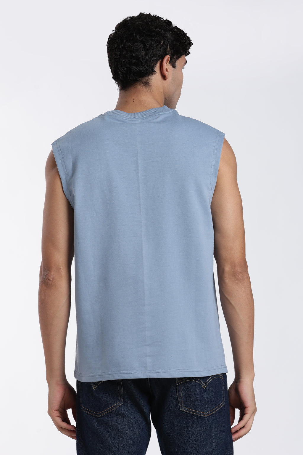 Blue Embossed Regular Fit T-Shirt for Men - Image 5