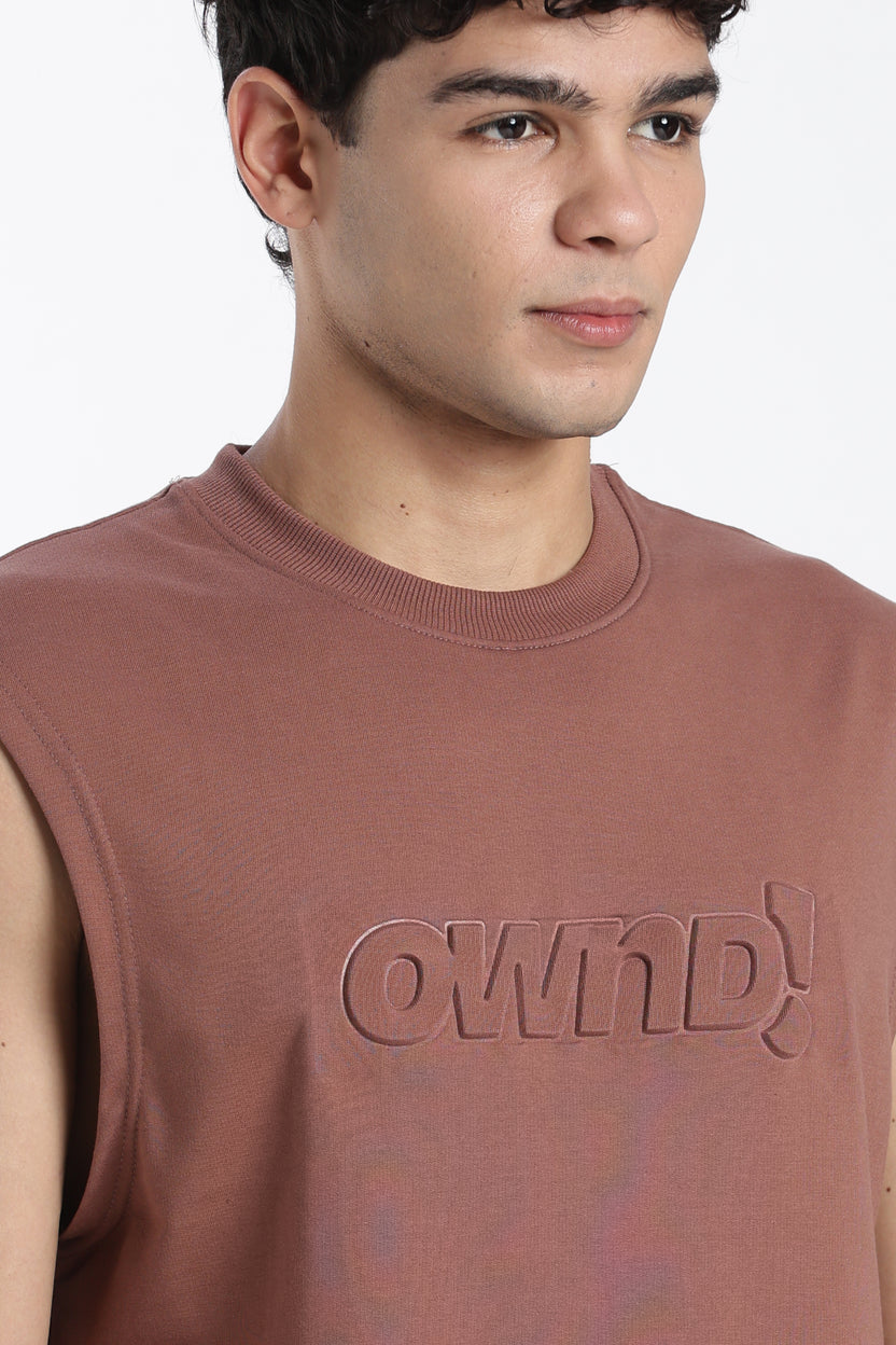 Brown Embossed Regular Fit T-Shirt For Men - Image 3