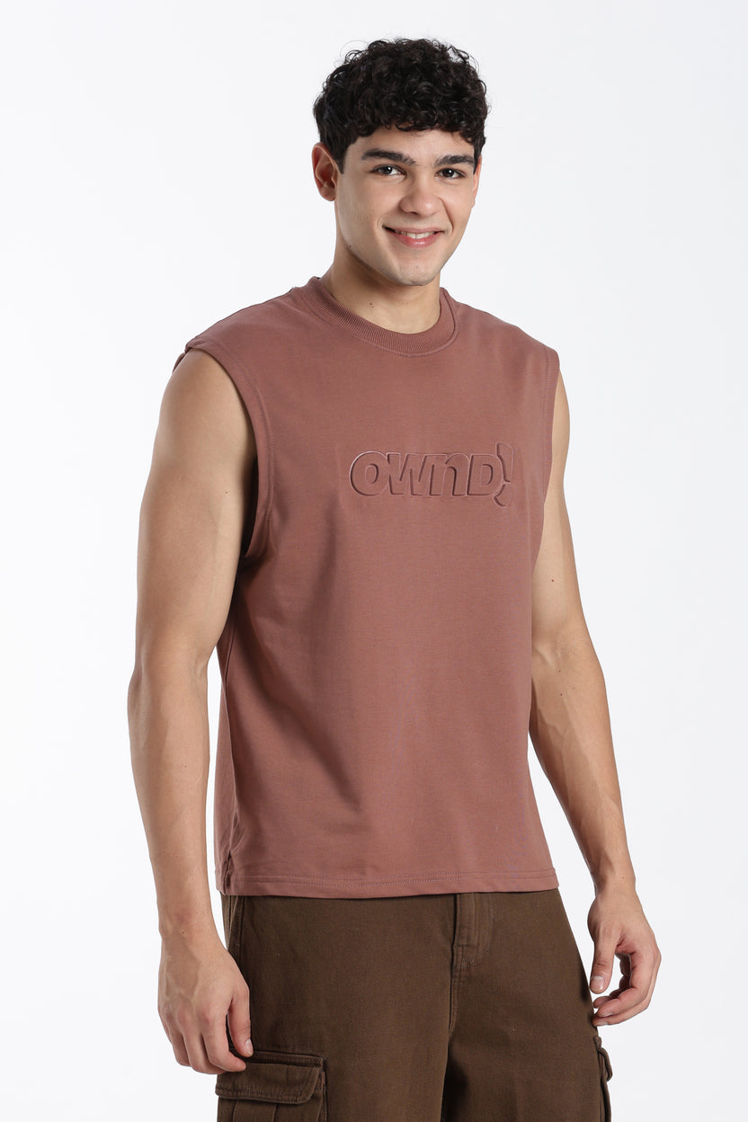 Brown Embossed Regular Fit T-Shirt For Men - Image 4