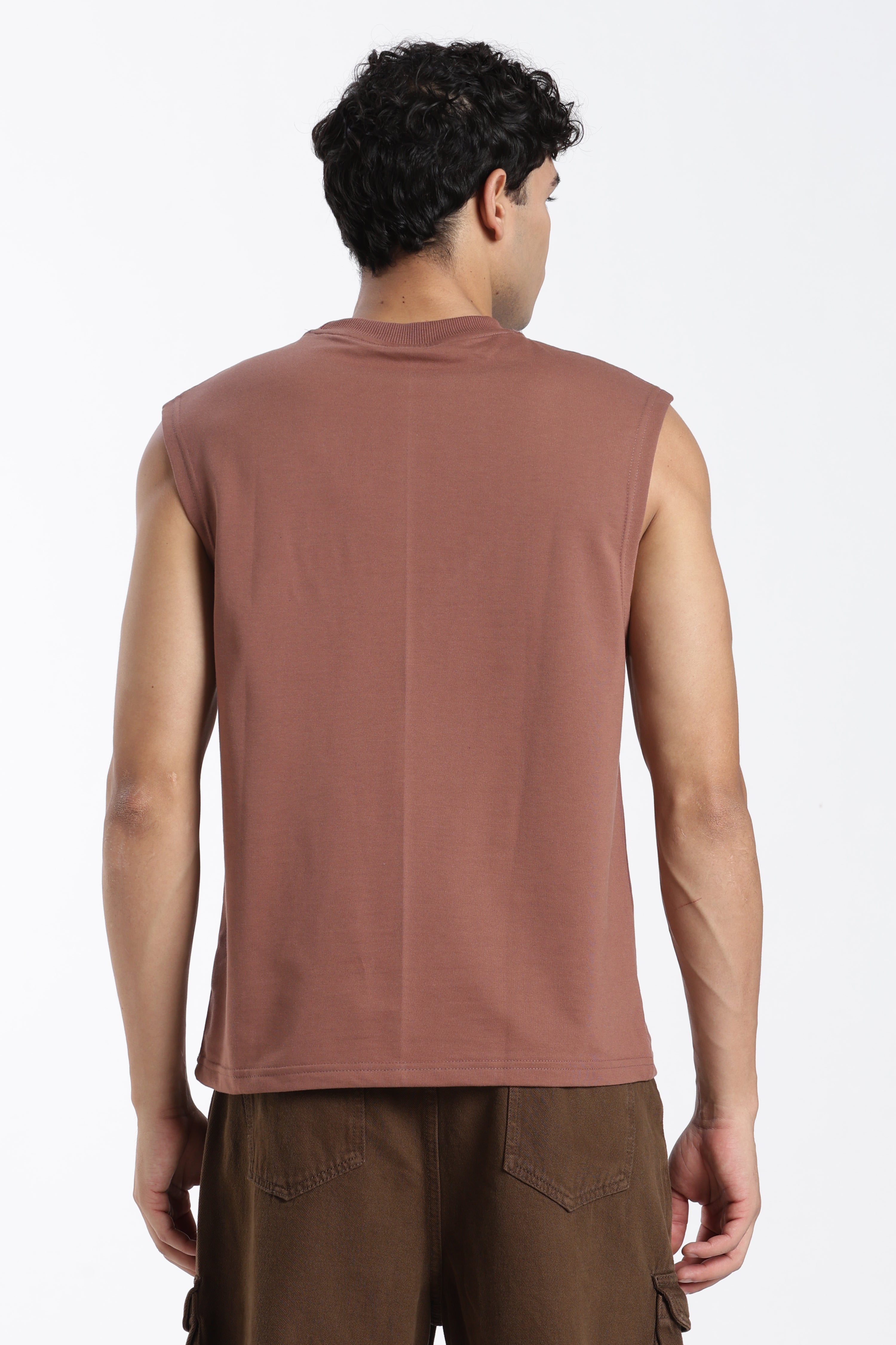 Brown Embossed Regular Fit T-Shirt for Men - Image 5