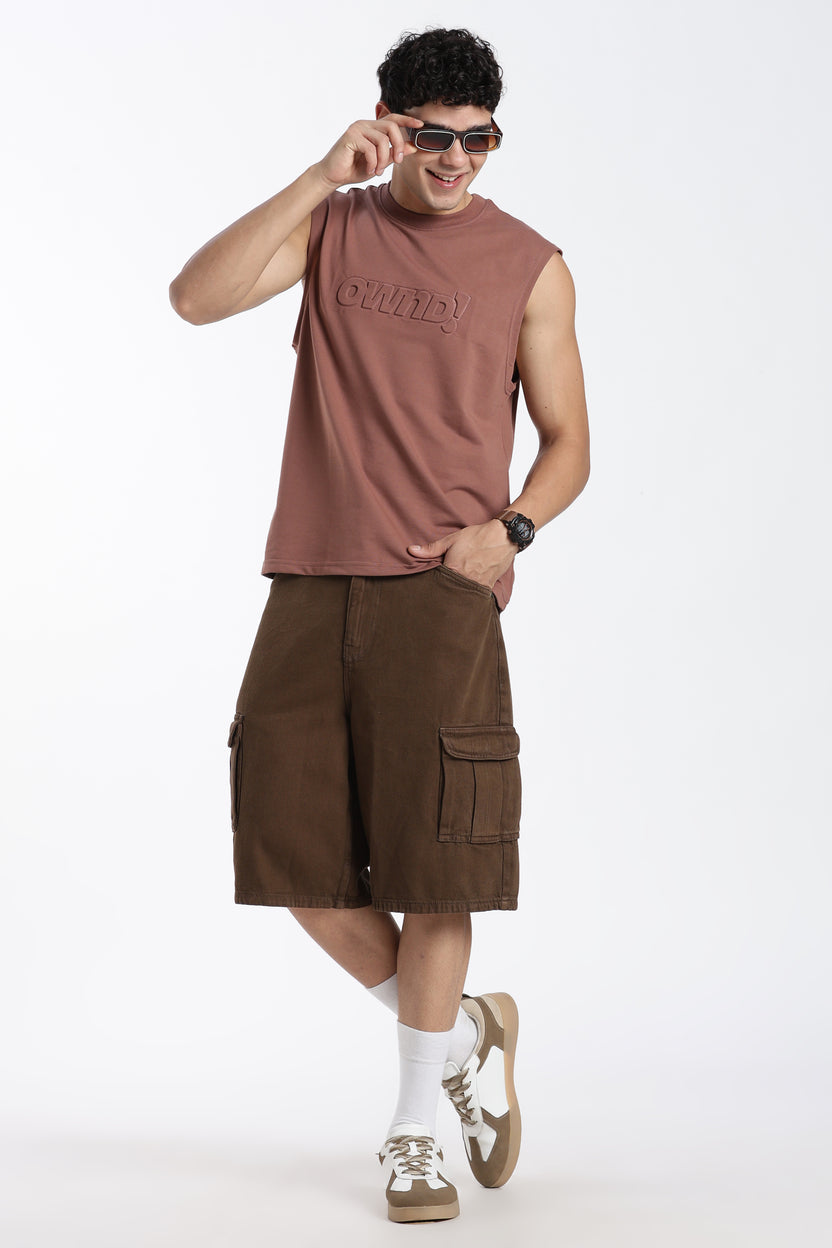 Brown Embossed Regular Fit T-Shirt For Men - Image 6
