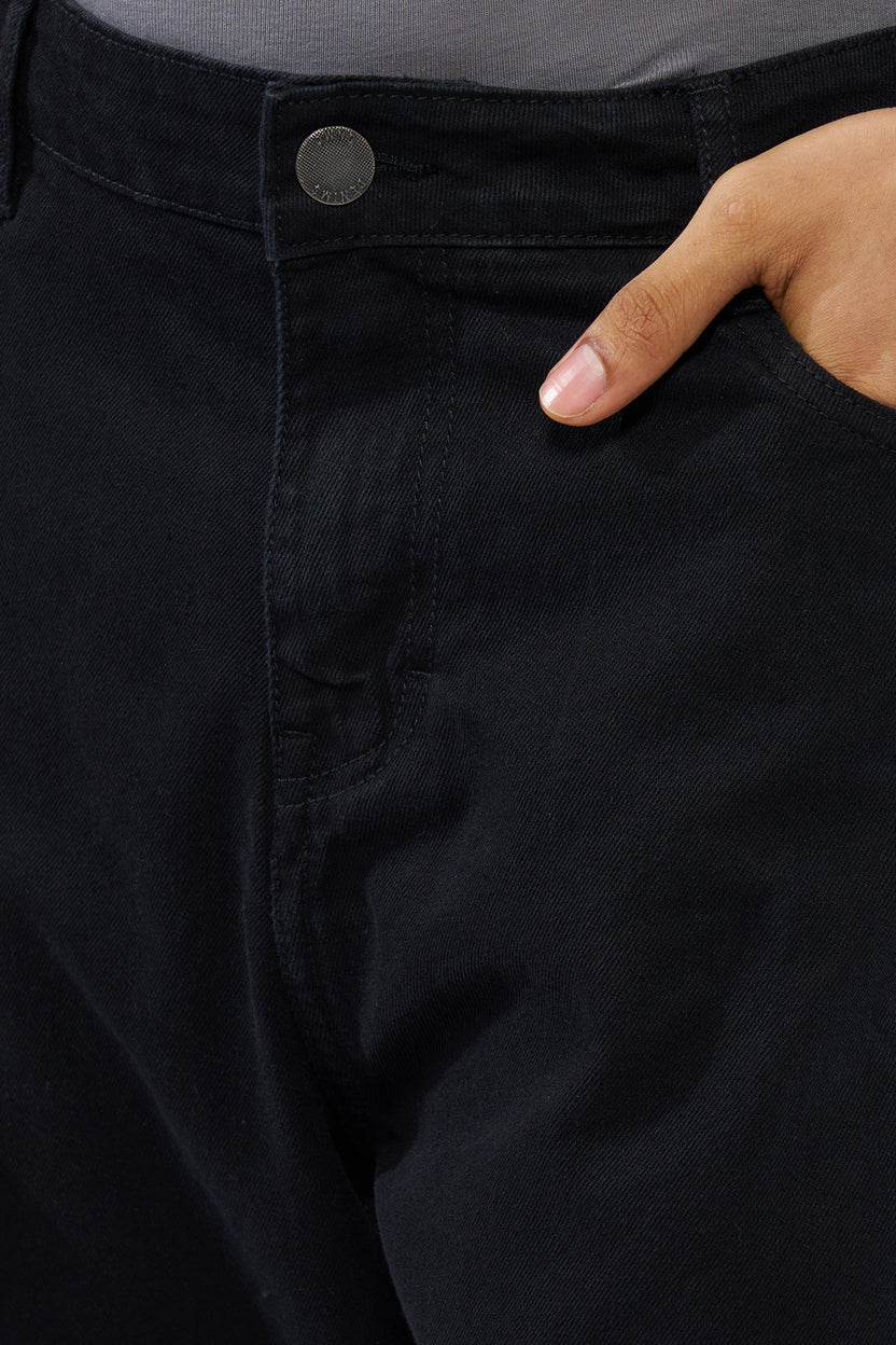 Black Solid Regular Fit Jeans For Men - Image 3