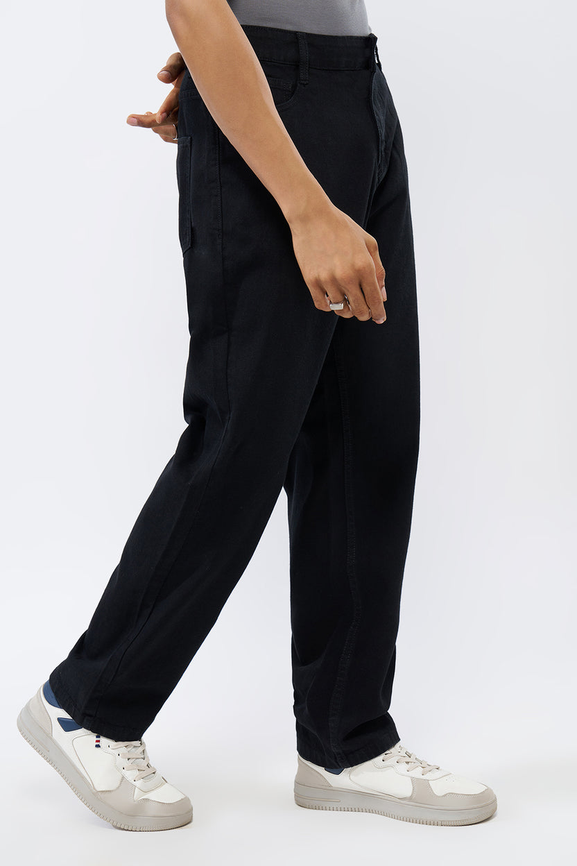 Black Solid Regular Fit Jeans For Men - Image 4