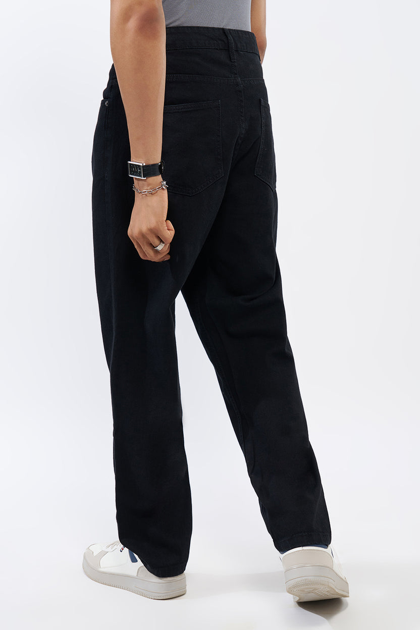 Black Solid Regular Fit Jeans For Men - Image 5