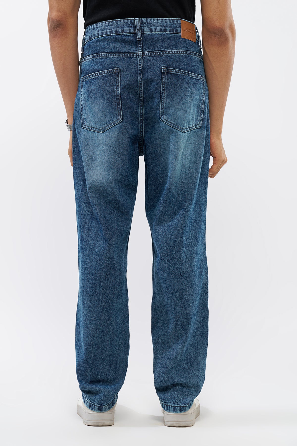 Blue Solid Regular Fit Jeans for Men - Image 4