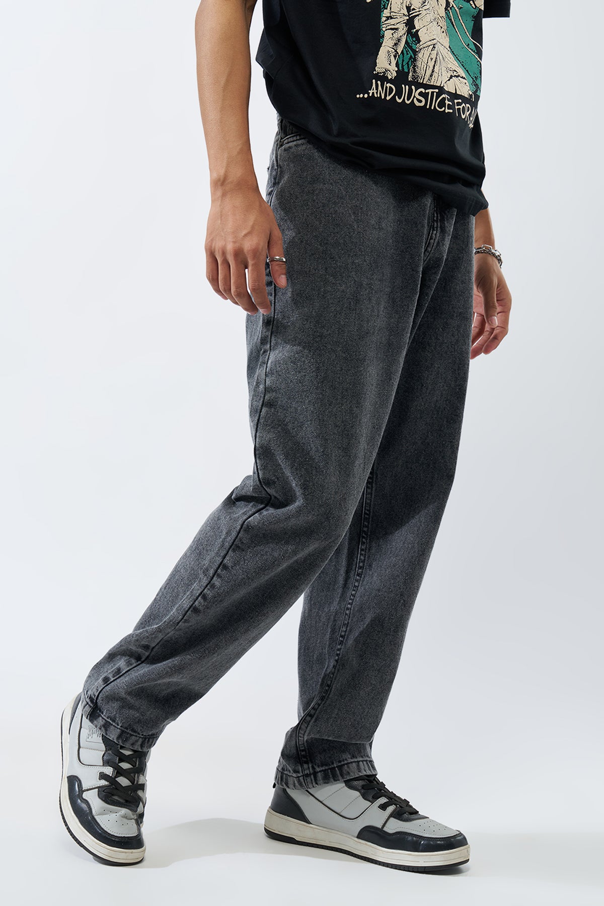 Charcoal Solid Regular Fit Jeans for Men - Image 1