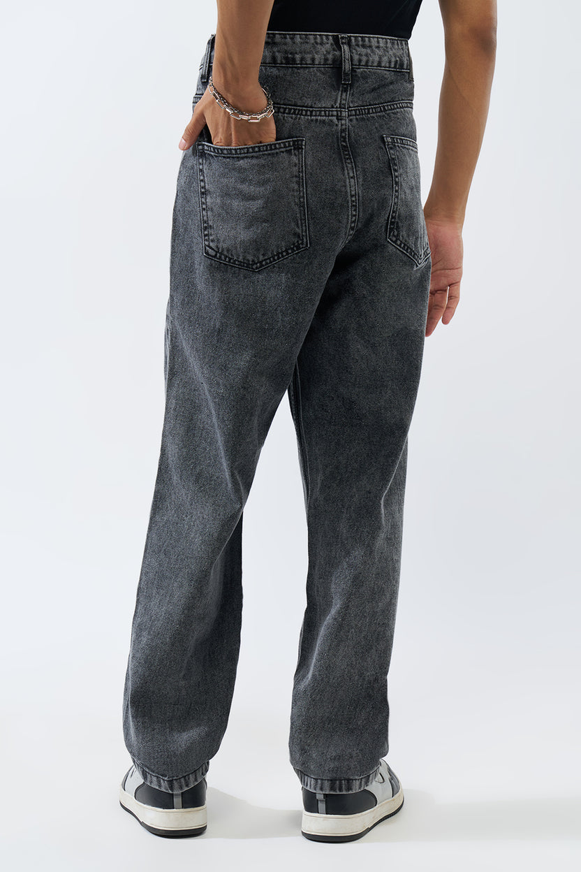 Charcoal Solid Regular Fit Jeans for Men - Image 5