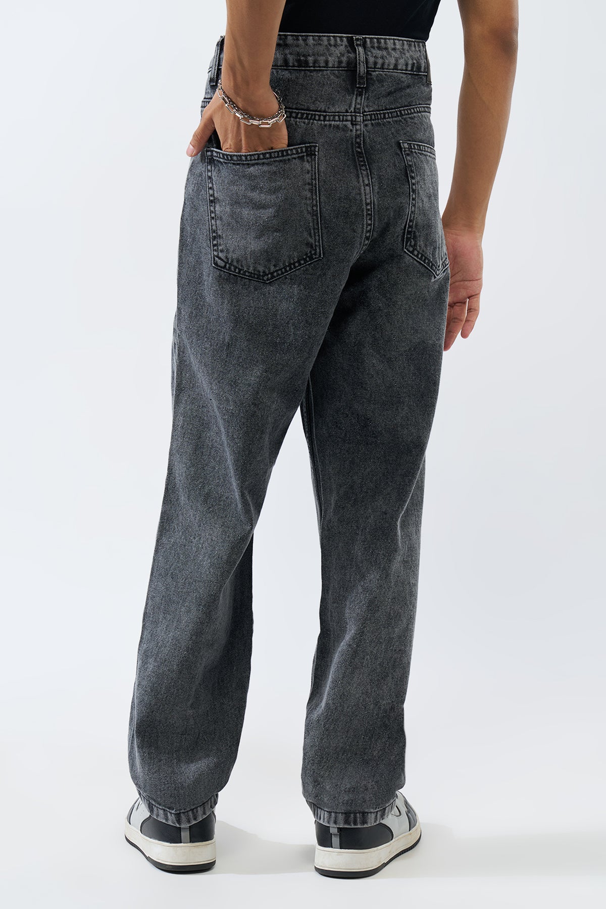 Charcoal Solid Regular Fit Jeans for Men - Image 5