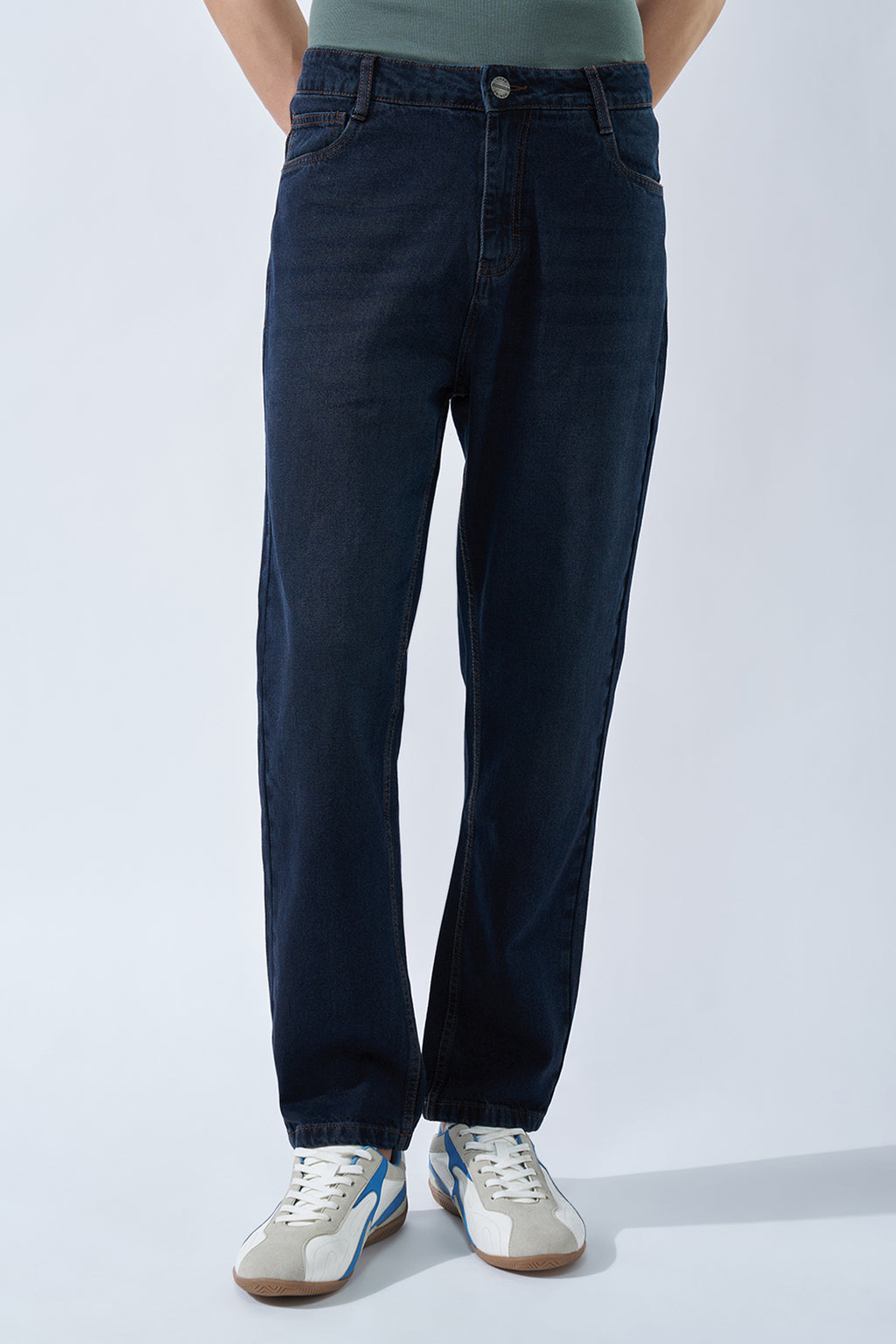 Dark Blue Washed Jeans for Men - Image 2