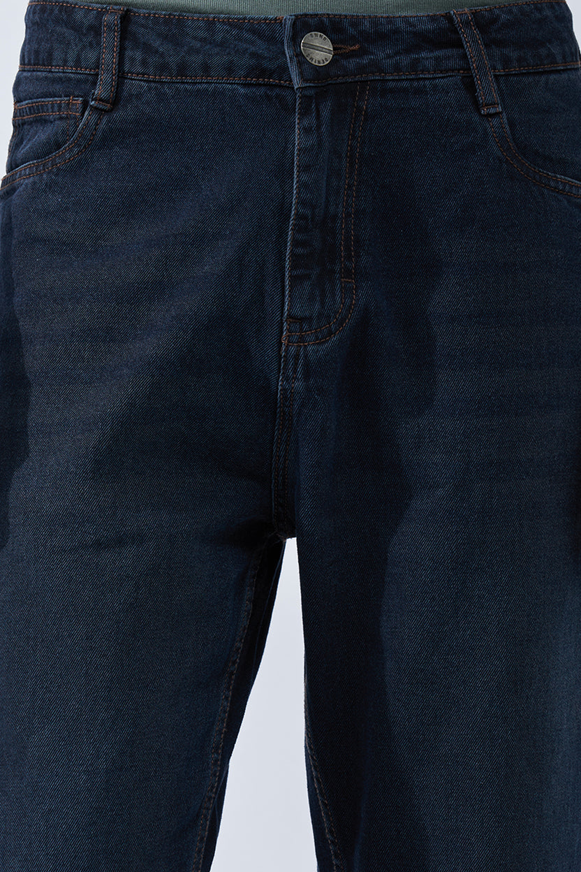 Dark Blue Washed Jeans For Men - Image 7