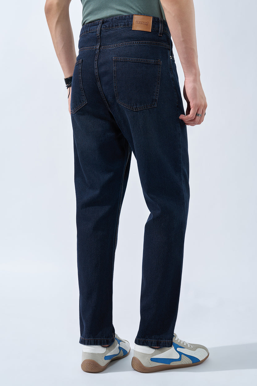 Dark Blue Washed Jeans For Men - Image 5