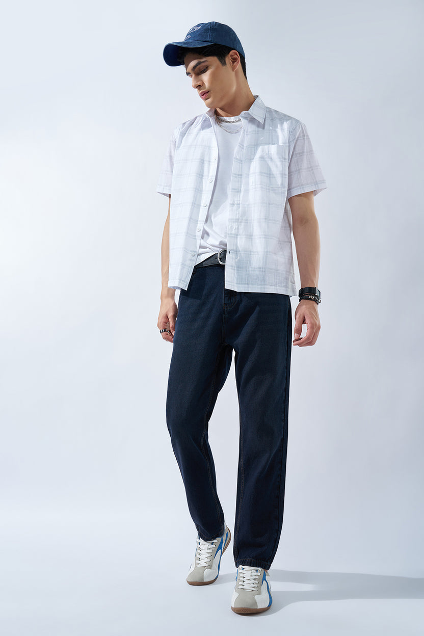 Dark Blue Washed Jeans For Men - Image 6