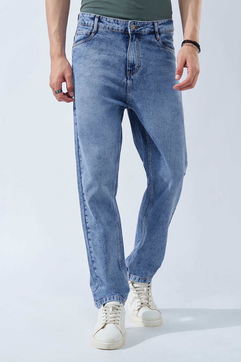 Light Blue Washed Jeans for Men - Image 2