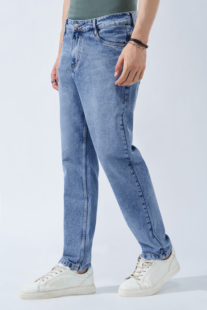 Light Blue Washed Jeans for Men - Image 4