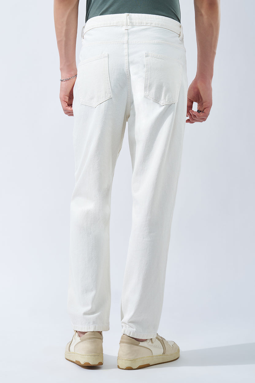 Off-White Solid Jeans For Men - Image 5