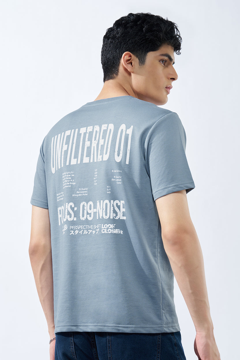 Light Blue Typographic T-Shirt For Men - Image 5