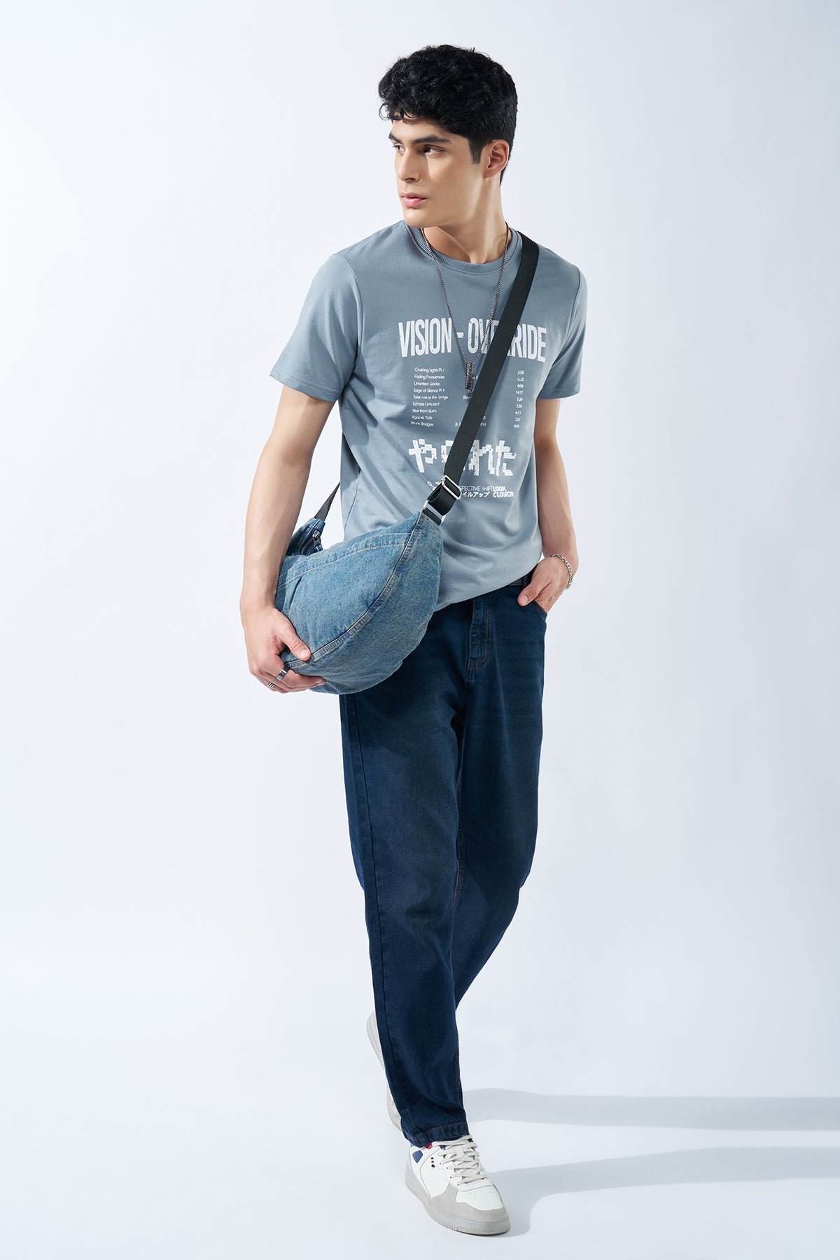 Light Blue Typographic T-Shirt for Men - Image 6