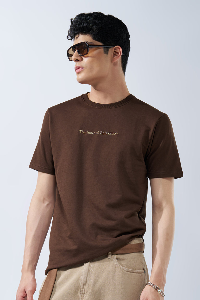 Brown Graphic T-Shirt for Men - Image 1