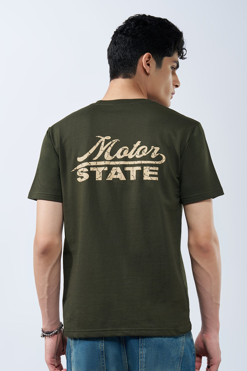 Olive Graphic Regular Fit T-Shirt for Men - Image 5