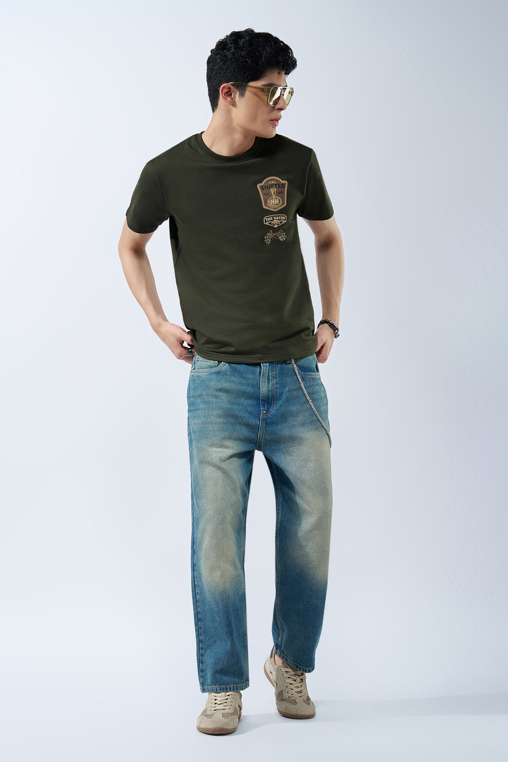 Olive Graphic Regular Fit T-Shirt for Men - Image 6