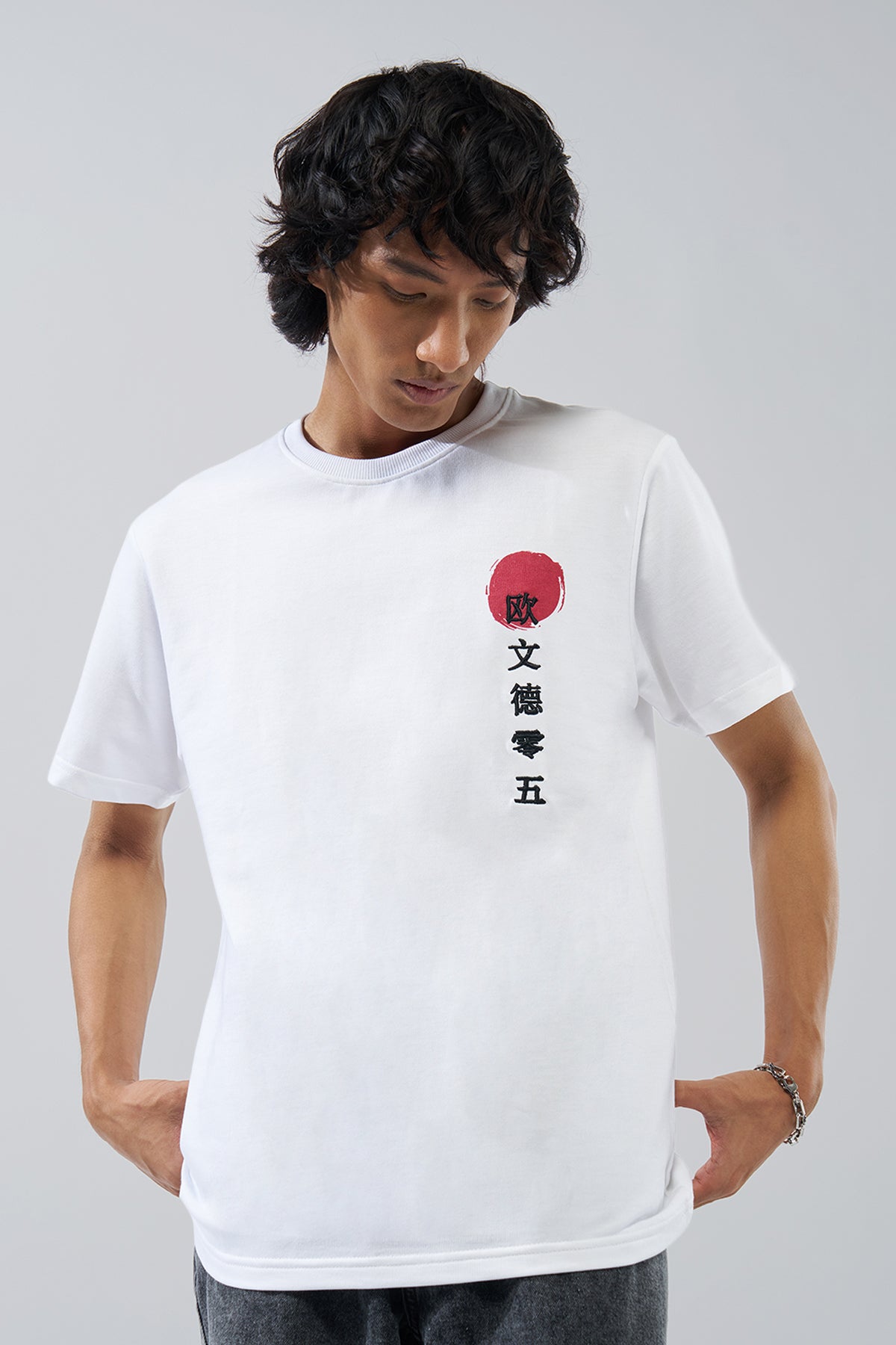 White Graphic Printed Regular Fit T-Shirt for Men - Image 2