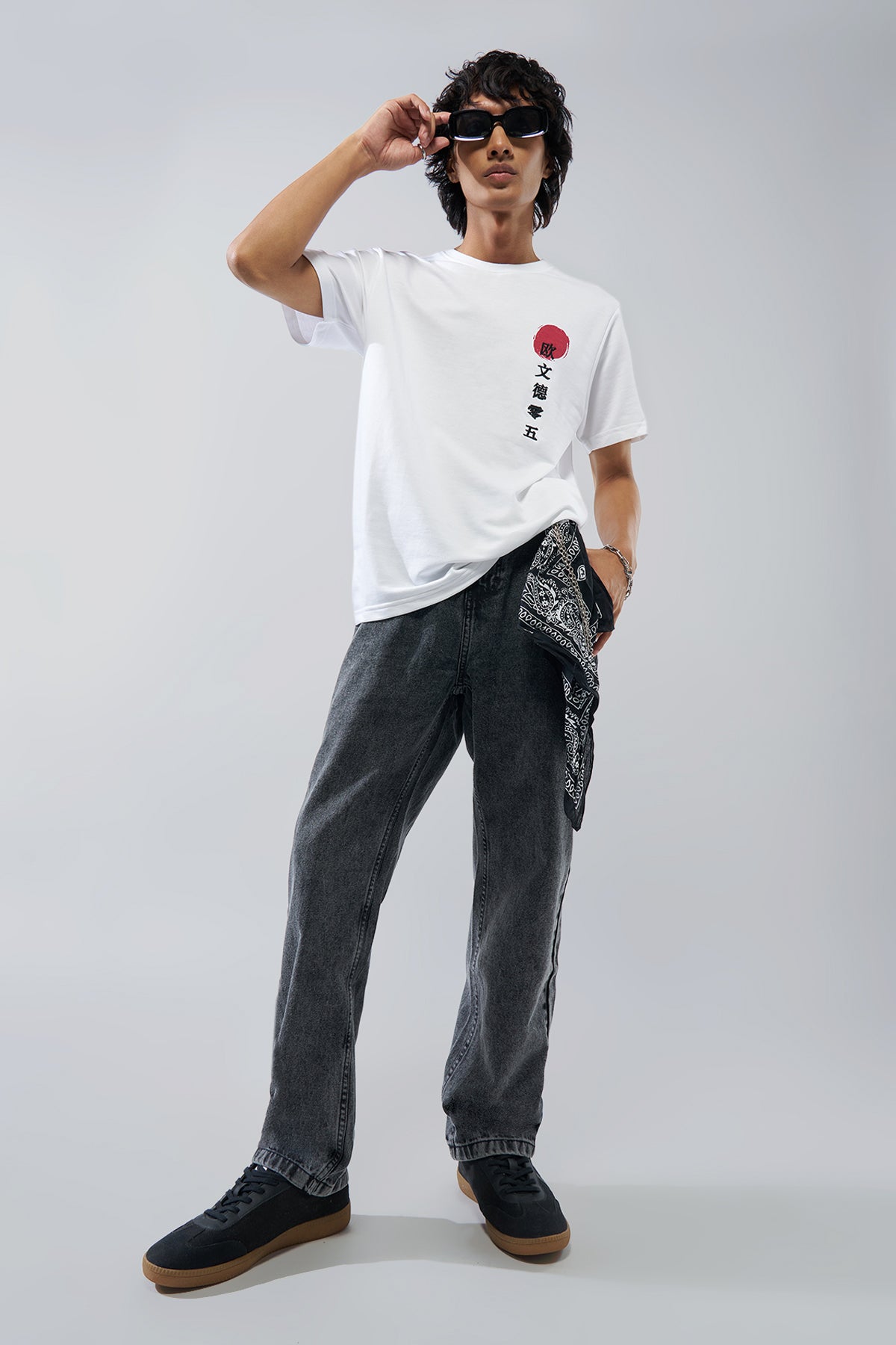 White Graphic Printed Regular Fit T-Shirt for Men - Image 6