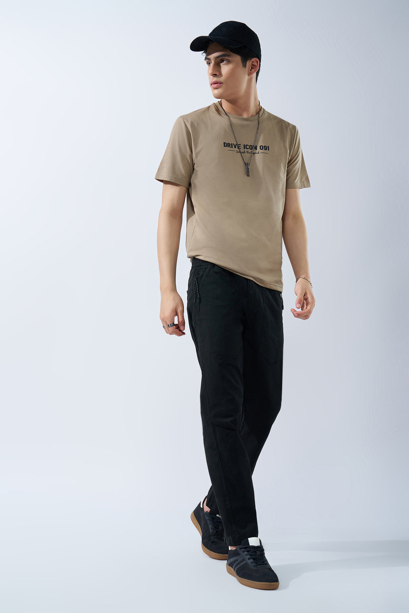Beige Graphic Regular Fit T-Shirt for Men - Image 6