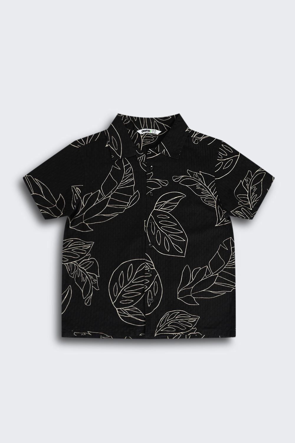 Black Botanical Print Shirt for Tweens Boys - Image 2