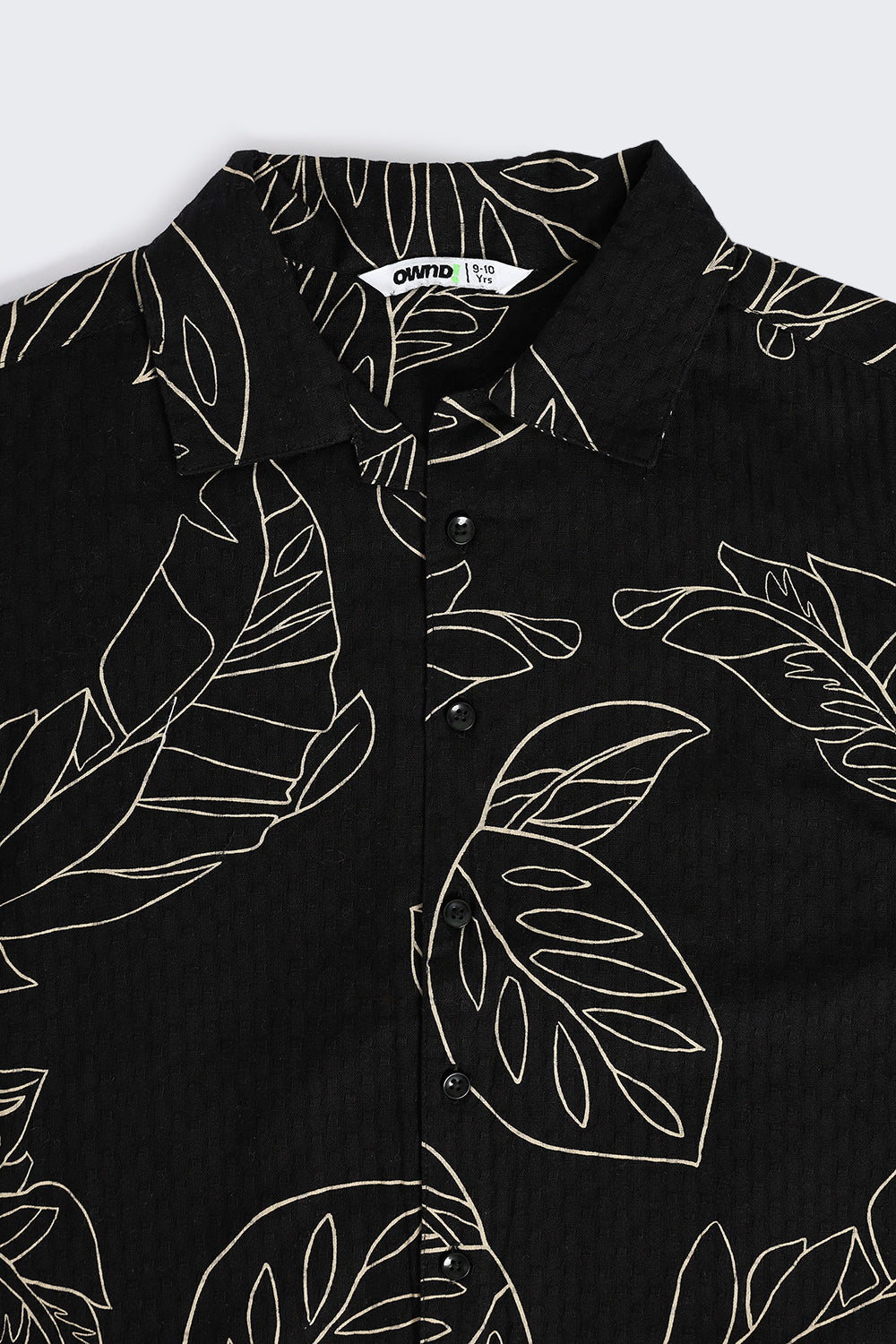 Black Botanical Print Shirt for Tweens Boys - Image 4