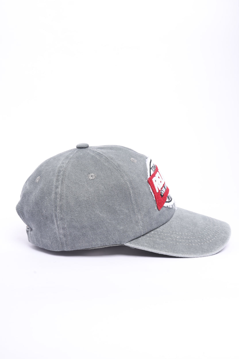 Grey Washed Typographic Patch Baseball Cap for Men - Image 2