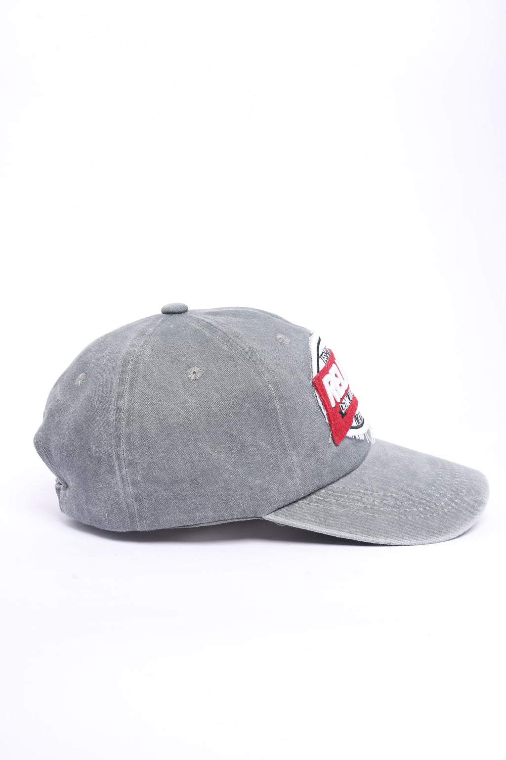 Grey Washed Typographic Patch Baseball Cap for Men - Image 2