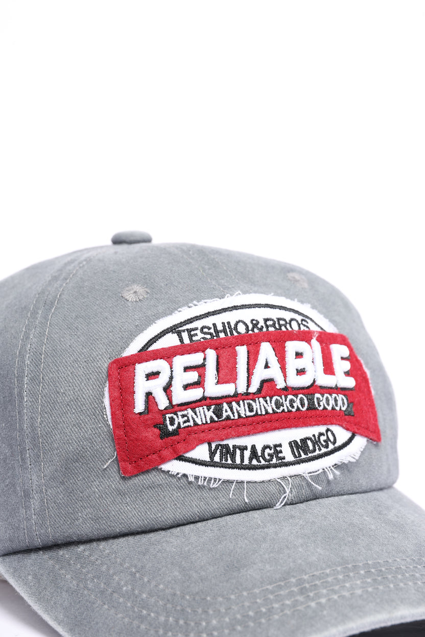 Grey Washed Typographic Patch Baseball Cap for Men - Image 5