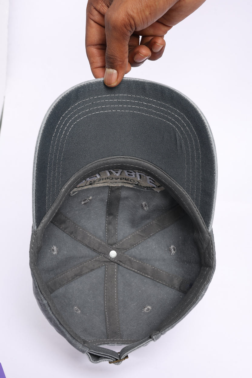 Grey Washed Typographic Patch Baseball Cap for Men - Image 6