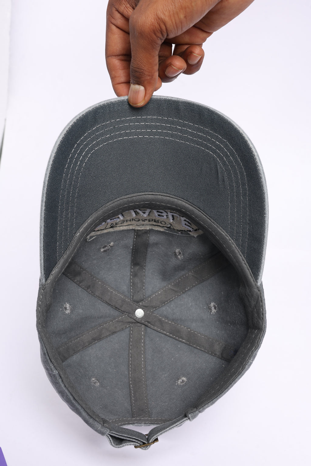 Grey Washed Typographic Patch Baseball Cap for Men - Image 6