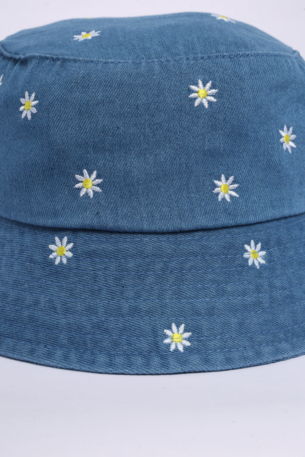 Blue Embroidered Denim Bucket Hat for Women - Image 5