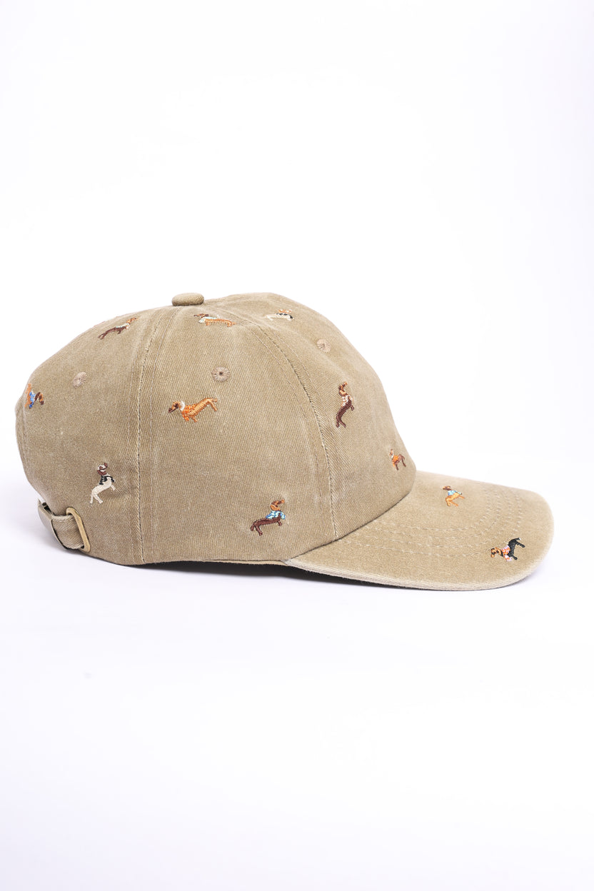 Beige Embroidered Motif Baseball Cap for Men - Image 2