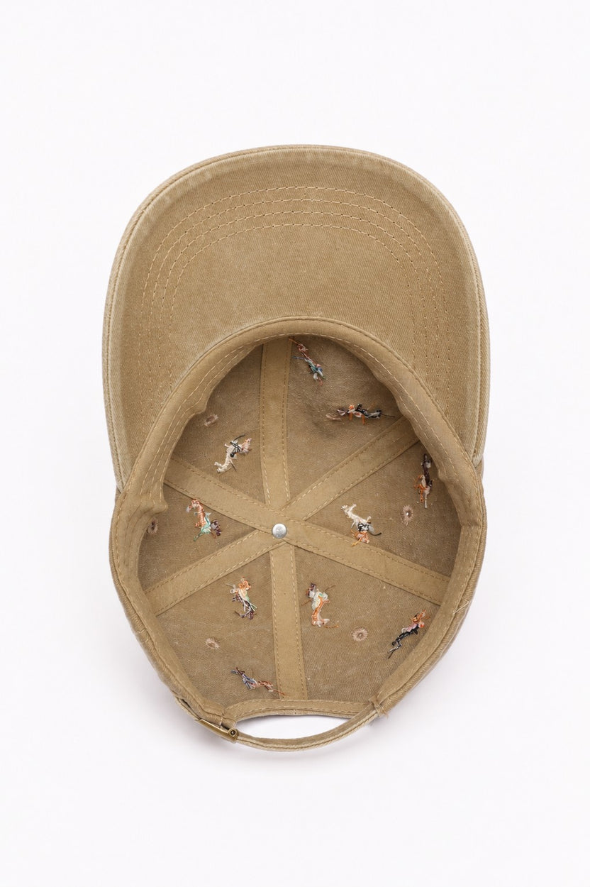 Beige Embroidered Motif Baseball Cap for Men - Image 4