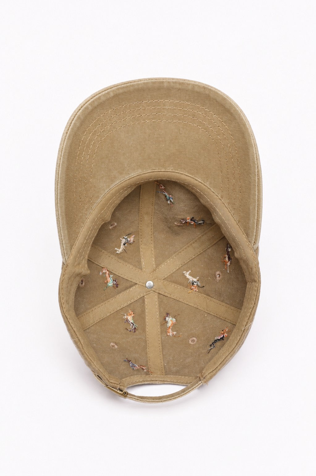 Beige Embroidered Motif Baseball Cap for Men - Image 4