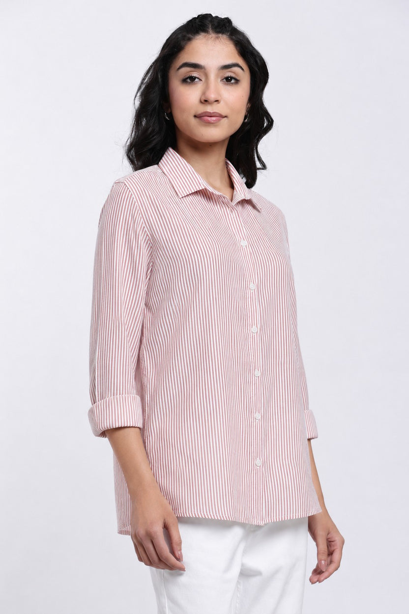 Red Stripes Regular Fit Shirt for Women - Image 4