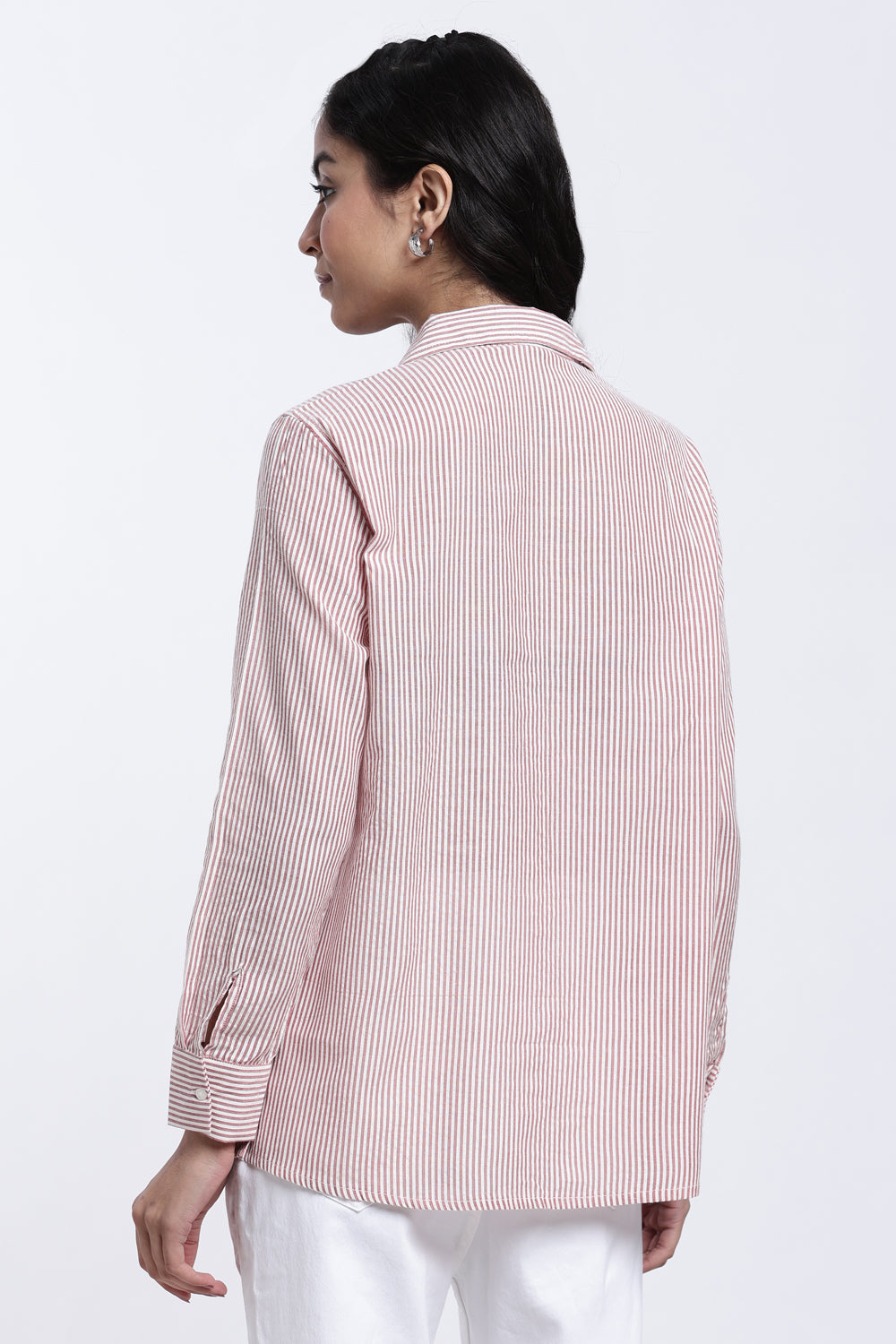 Red Stripes Regular Fit Shirt for Women - Image 5