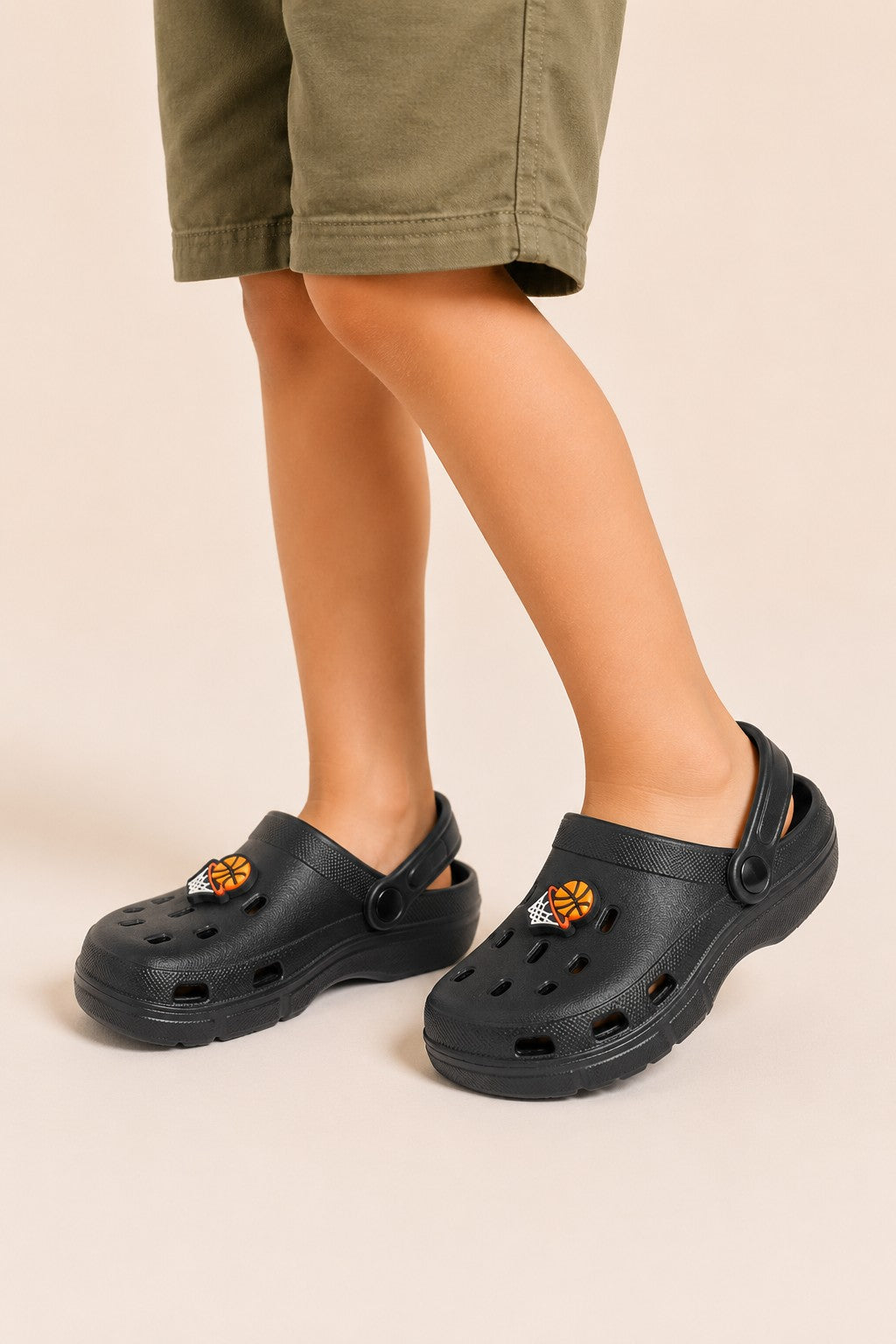Black Solid Platform Clogs for Boys - Image 1