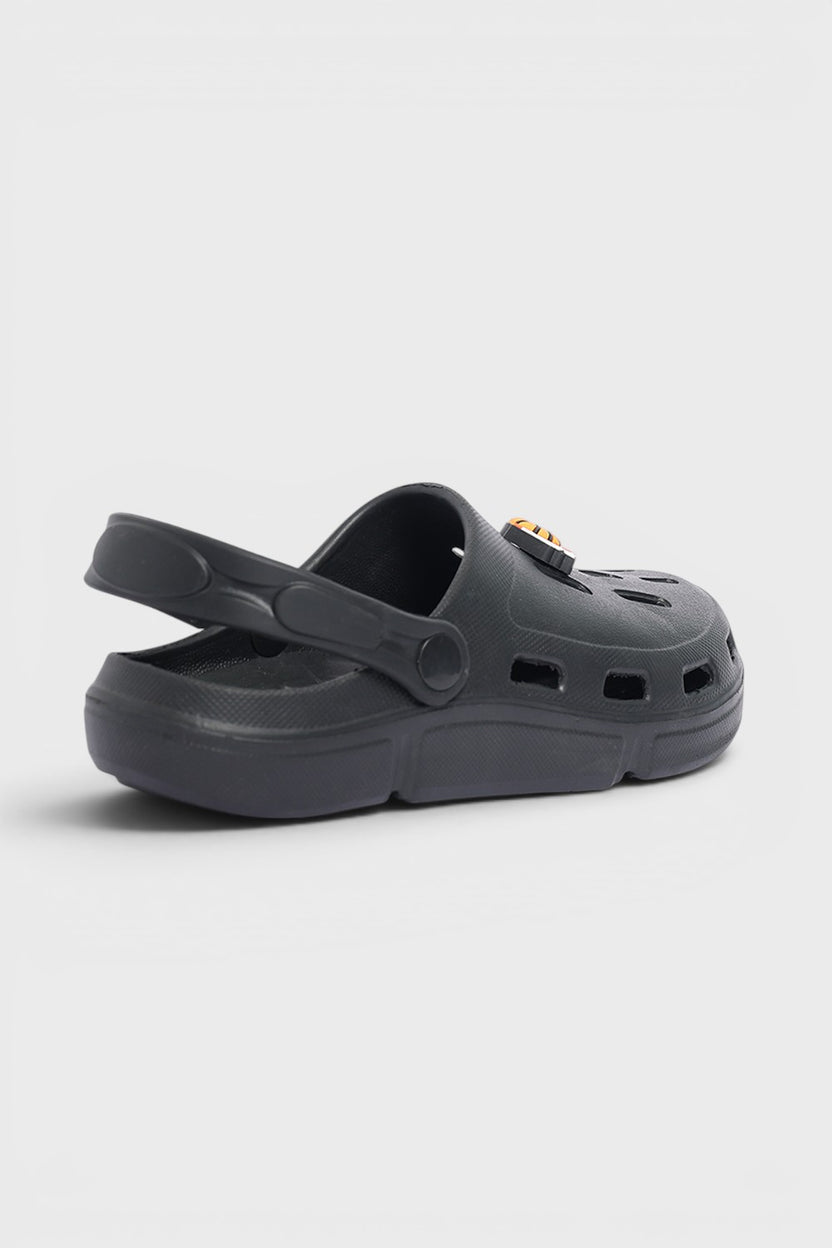 Black Solid Platform Clogs for Boys - Image 3