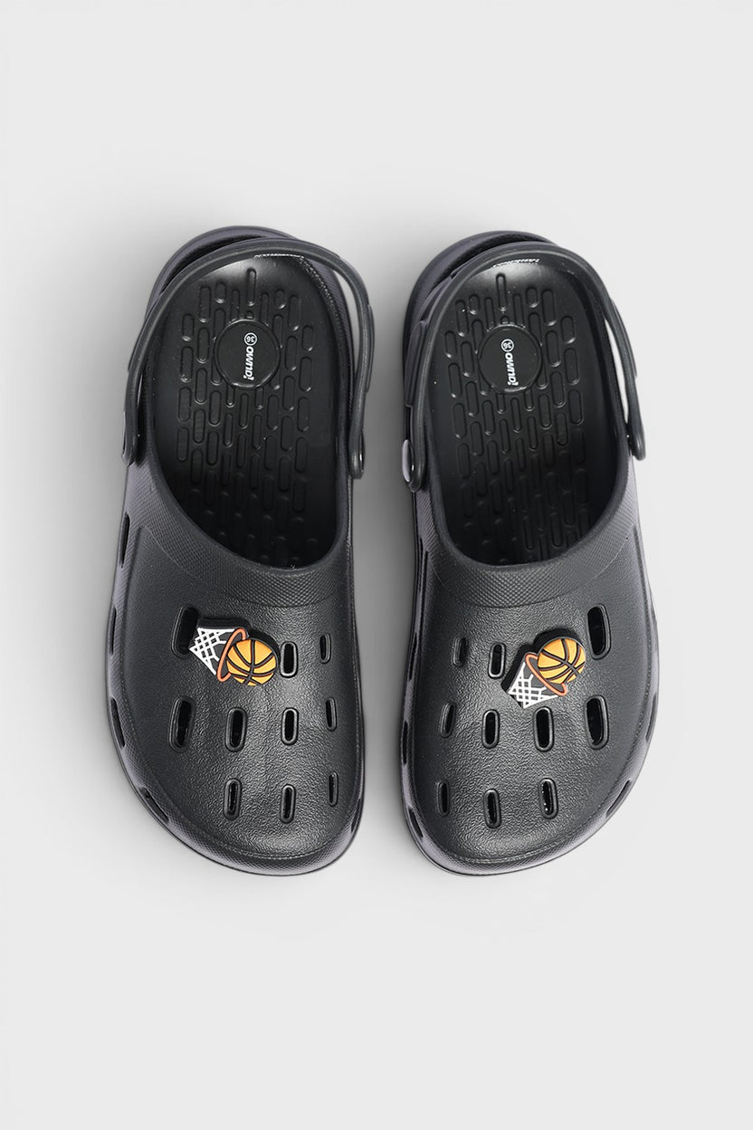 Black Solid Platform Clogs for Boys - Image 4